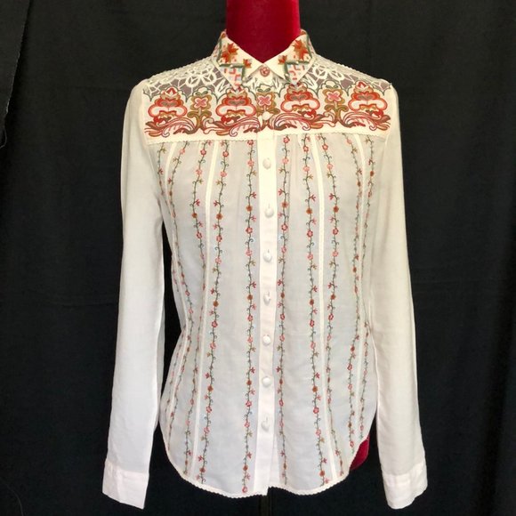 Anthropologie Tops - Anthro Akemi + Kin Buillon Shirt 2 Embroidered